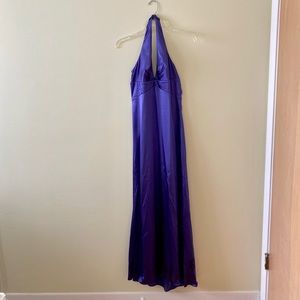 De Laru purple open back silk dress